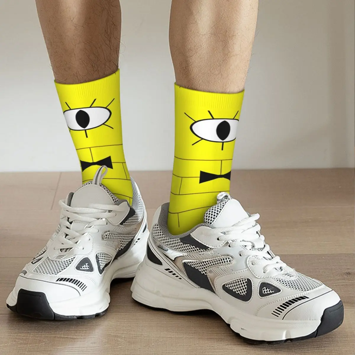 Cool Bill Cipher Gravity Fall Inspired Graphic Basketball Socks Polyester Crew Socks for Women Men Breathable