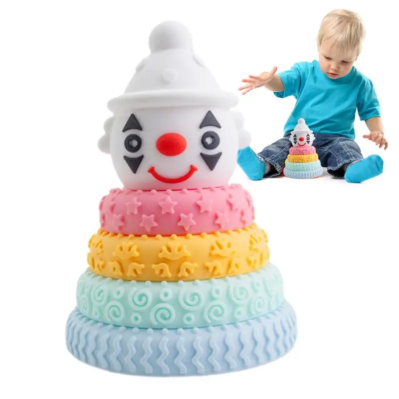 Jouets à Empiler en Silicone pour Enfant, Design de Clown, ApprentiCumbria Présв, Nuit