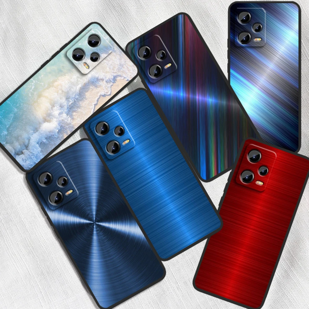 Red Blue Metal And Seawater For Xiaomi Redmi Note 13 12R 12 12S Turbo 11 11T 11S 10 10S Pro Plus 5G Black Cover Phone Case