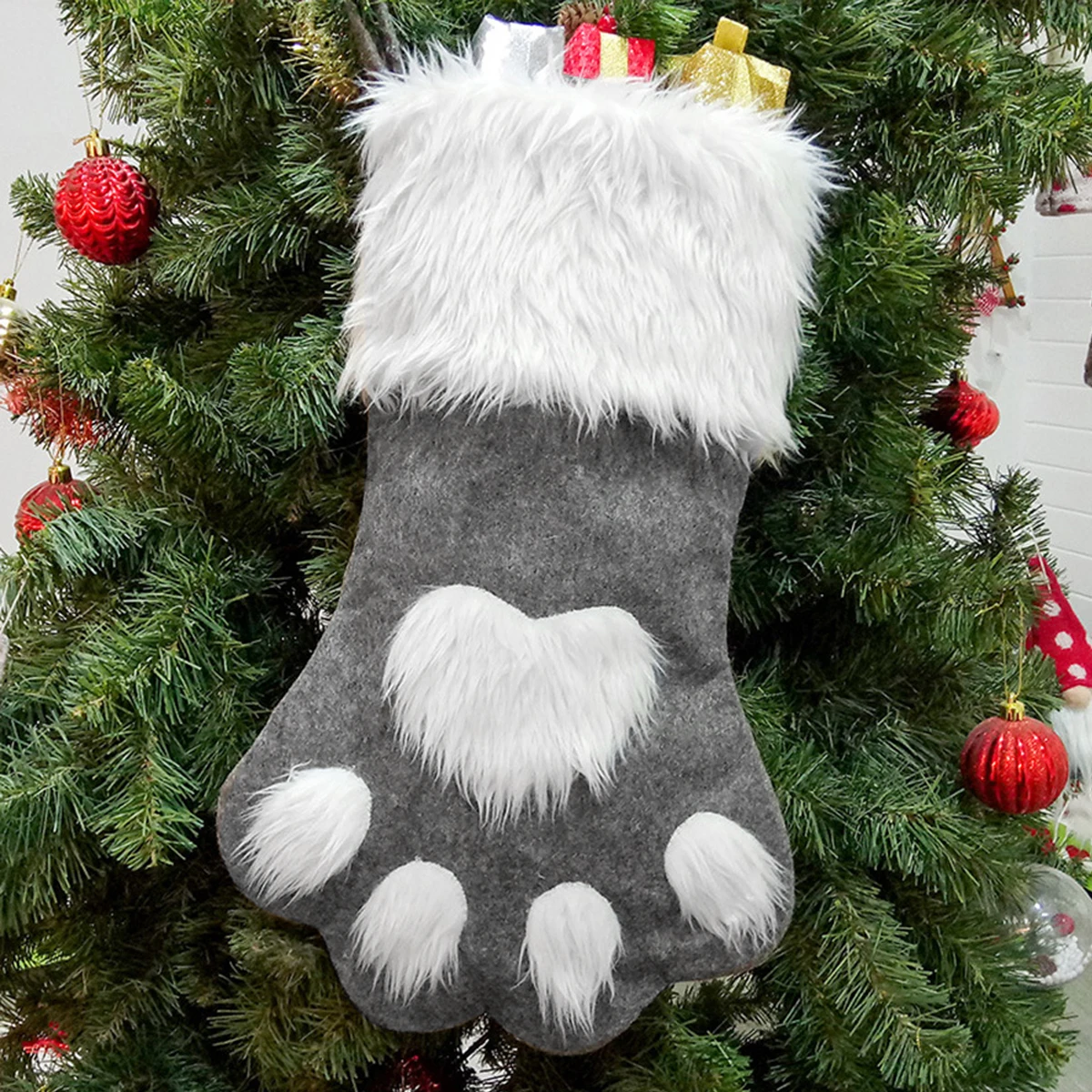 

Christmas Stocking Holiday Stockings Animal Cute Dog Ornaments Indoor Paw Bag Pet