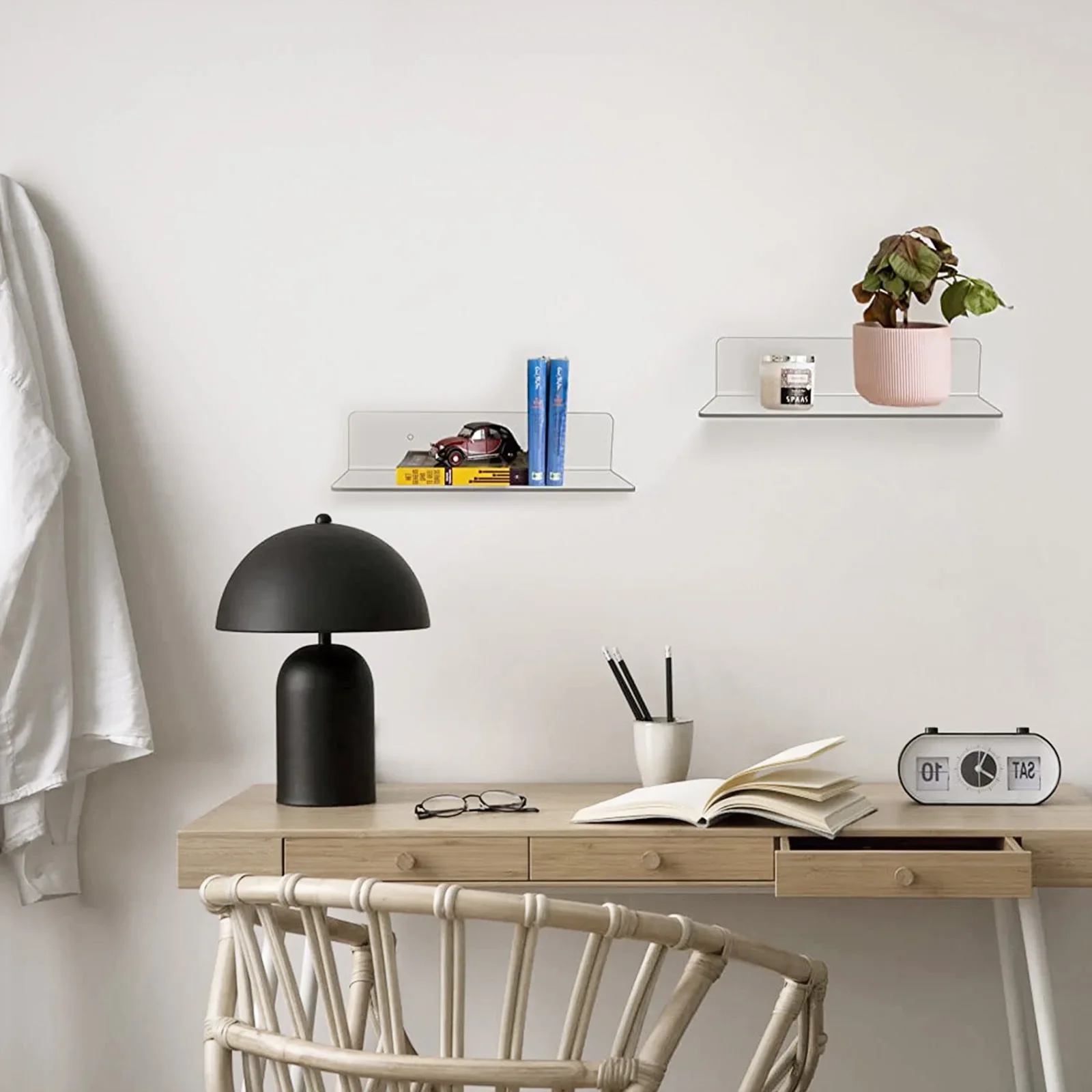 

Acrylic Floating Shelf For Wall No Punching Shelves Decor For Bathroom For Living Room Storage Rack 12x5.9 Inch