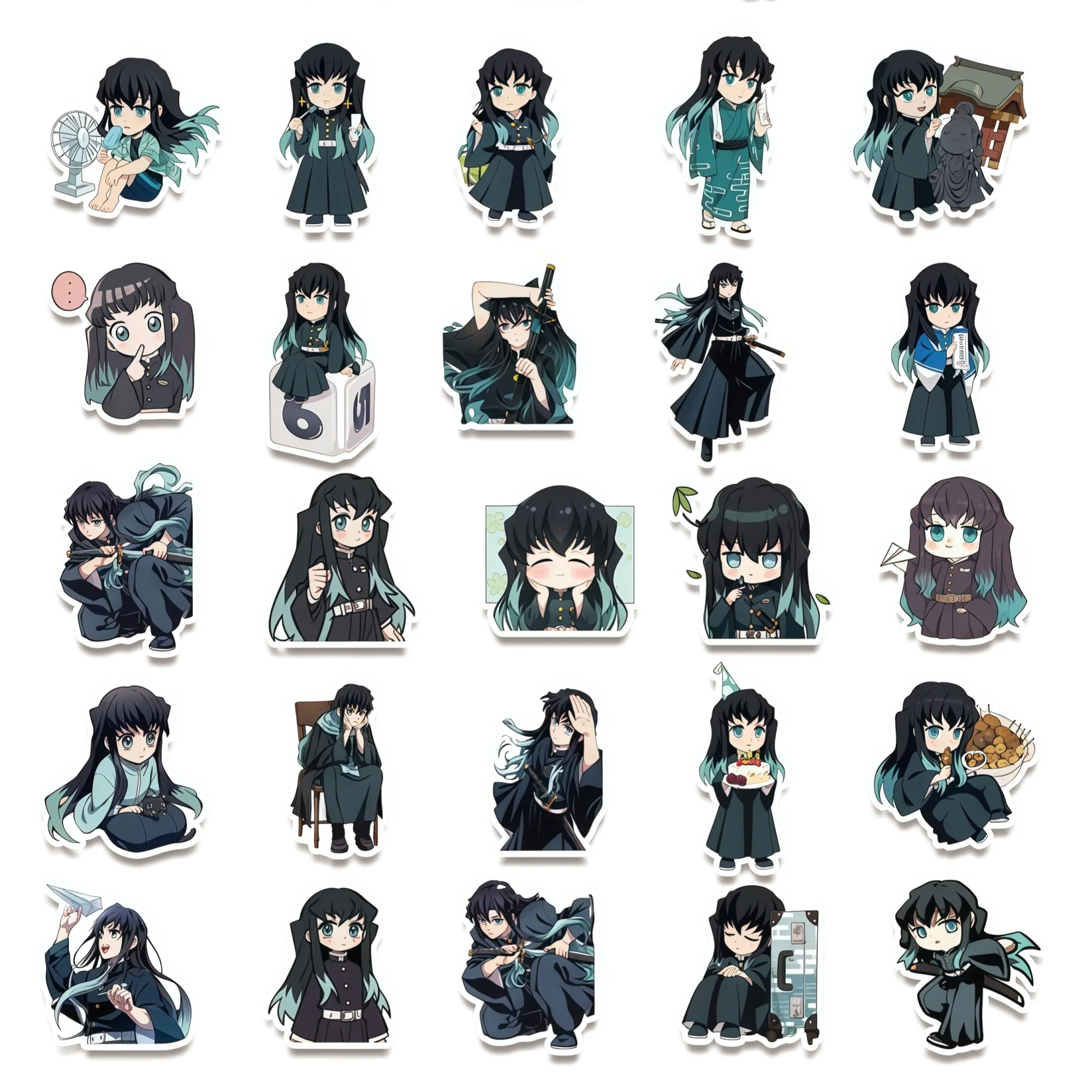 50PCS Demon Slayer Tomioka Giyu Stickers Anime Stickers Suitable for Water Bottles, Luggage, Phone Cases, Kids' Toys