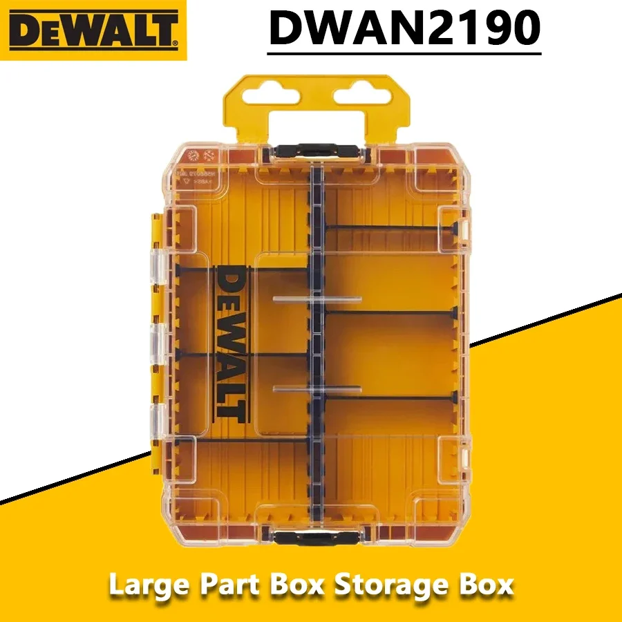 DEWALT DWAN2190 Caja de almacenamiento de piezas grandes Organizador de herramientas apilable de plástico transparente 220x170x32mm127