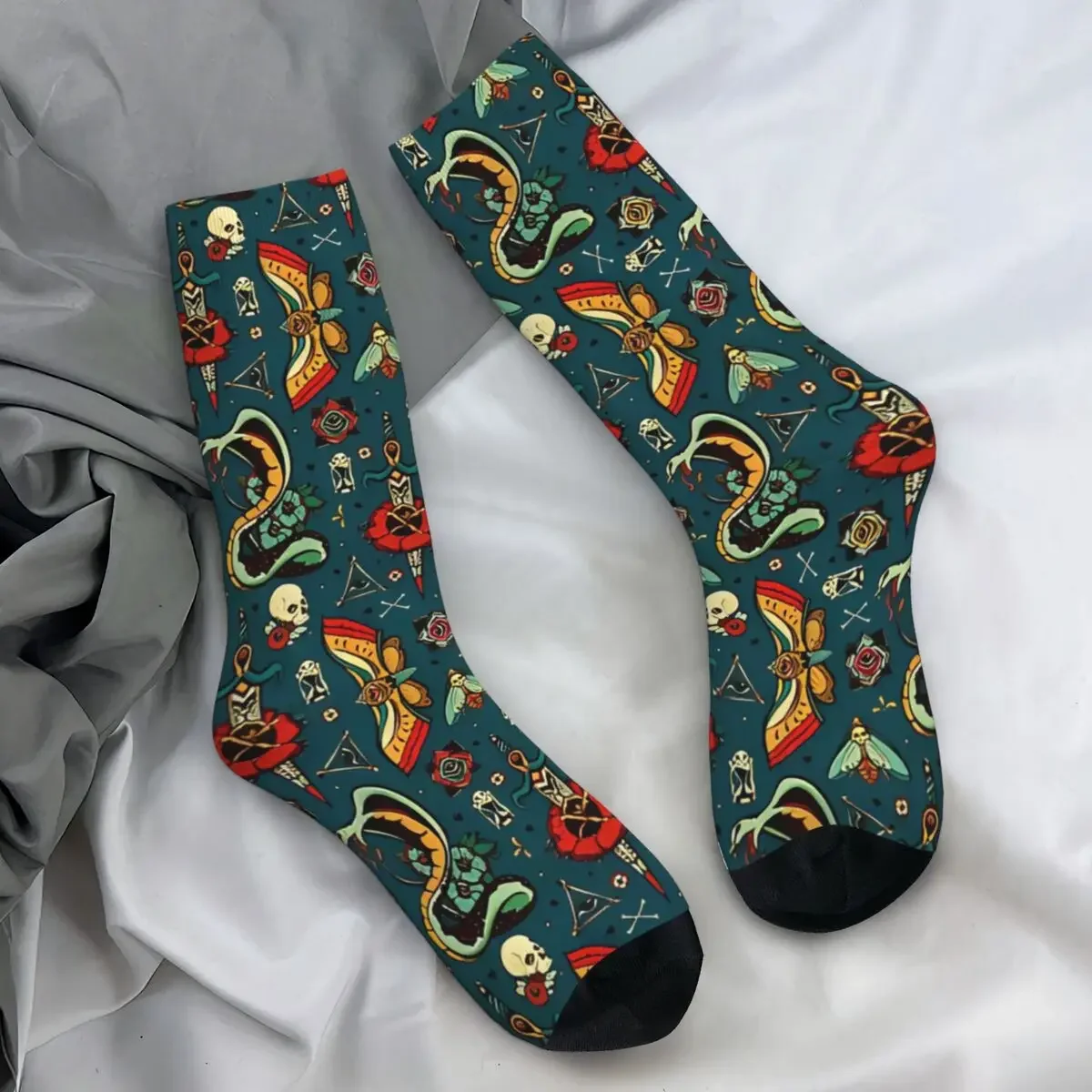 Skull Skeleton Stockings Couple Snake Socks Warm Soft Kawaii Socks Winter Running Non Slip Pattern Socks Birthday Present