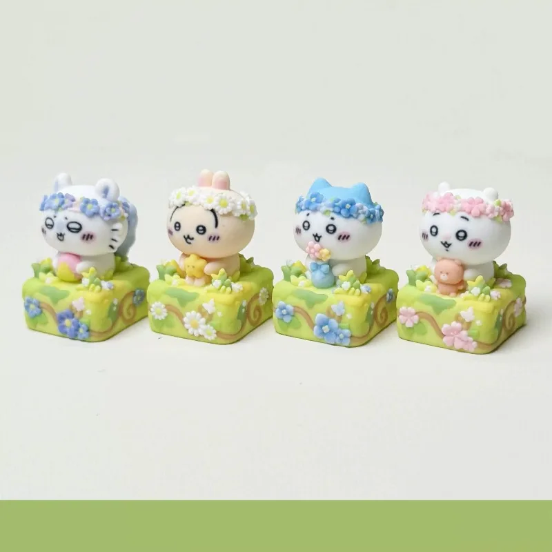 Chiikawa Hachiware Usagi Kawaii Anime Cartoon Keycap Spring Day Sea of Flowers Single Three-dimensional Machine Keycap Gift view 3