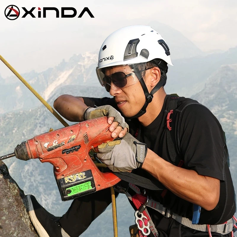 XINDA Outdoor ABS Rock Climbing Helmet Goggles For Caving Canyoning Safety Downhill Helmet Speleology Mountain Rescue Equipment