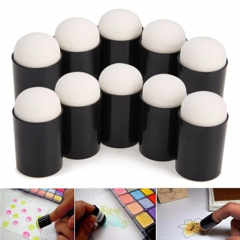 10pcs Finger Sponge Case Daubers Foam for Apply Painting Ink Stamping Crayon Reborn DIY Craft Art Tool 15 * 32mm Finger