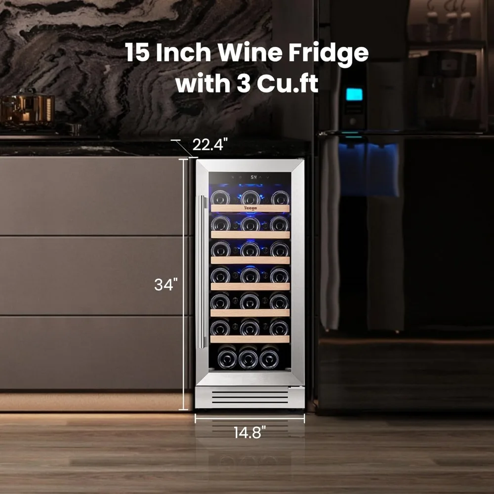 

"15"Wine Cooler - 33-Bottle Capacity (40-65°F), Touch Control, Built-in/Undercounter/Freestanding"