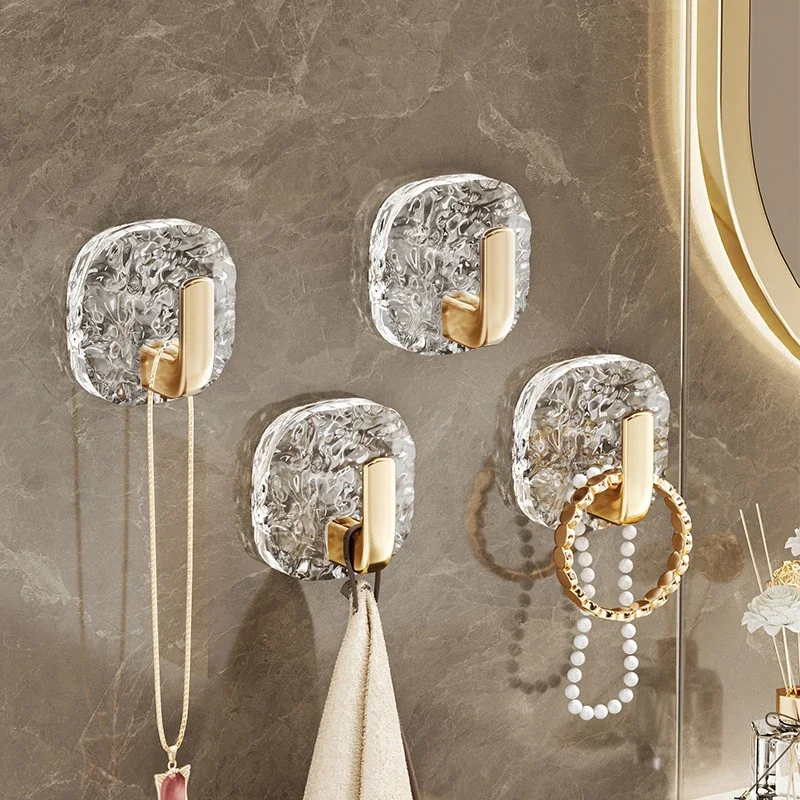 

1/4PCS Self-adhesive Wall Hooks Acrylic Bathroom Hooks for Hanging Waterproof Adhesive Hook Towel Holder Home Accessories Hanger