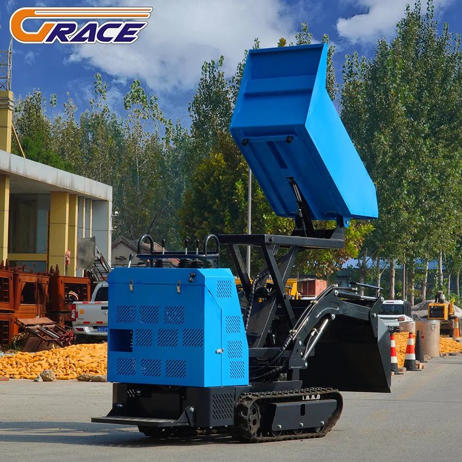 Mini dumper cingolato manuale di qualità Hiqh Trasportatore di scarico idraulico diesel Mini dumper cingolato multifunzionale