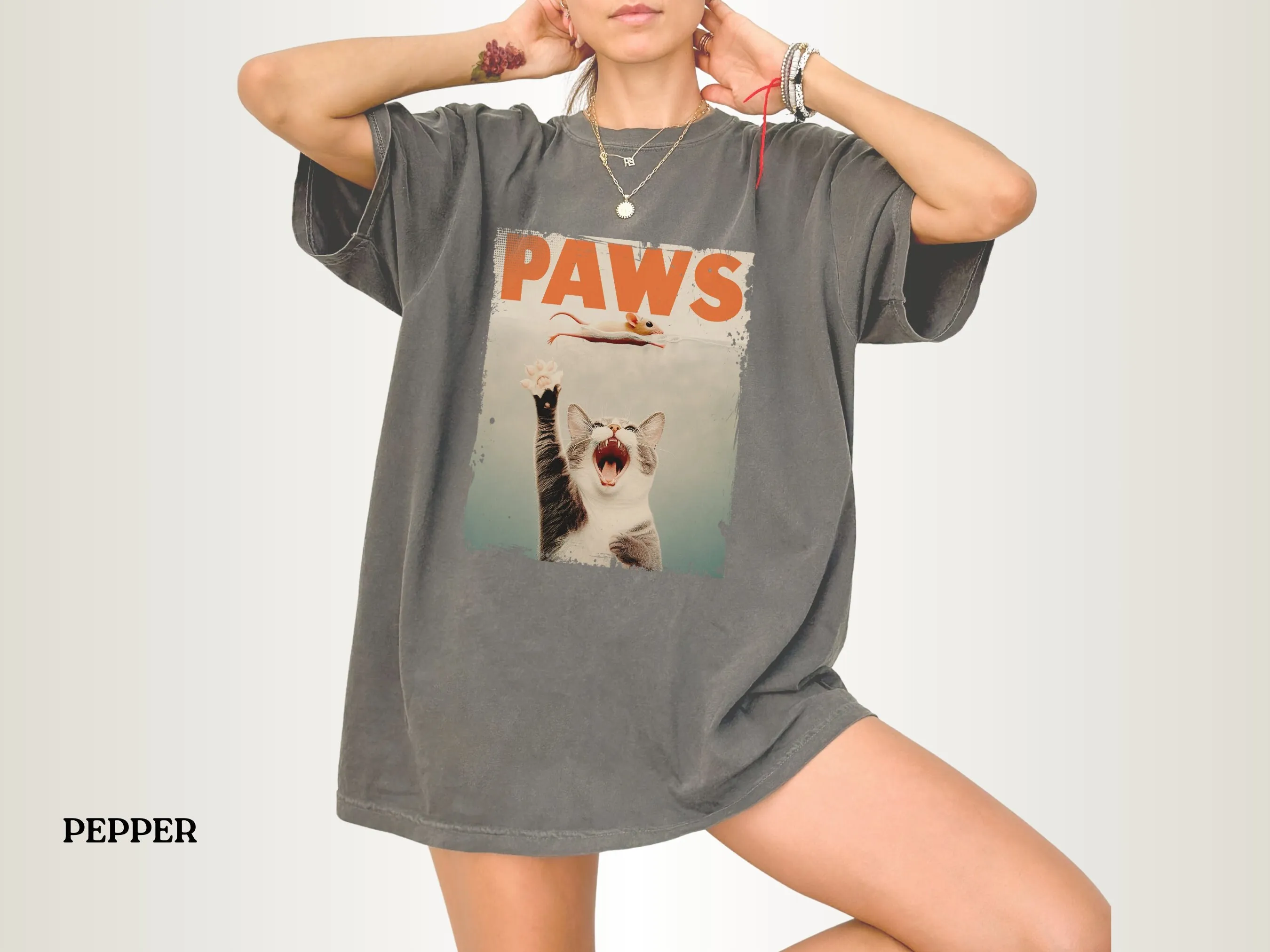 Paws Cat Poster Parody T Shirt Funny Gag For Lovers Spoof Comfort Colors