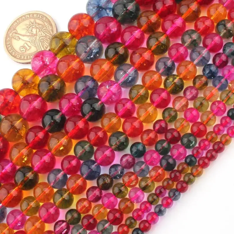 Natural Quartz Multicolor Stone Beads Round DIY Loose Spacer Strand 15 Inch For Necklace Bracelets Jewelry Making 4/6/8/10mm