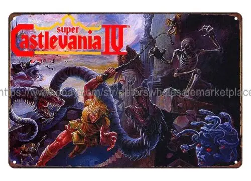 Super Castlevania IV letrero de estaño de metal decoración de pared para el hogar