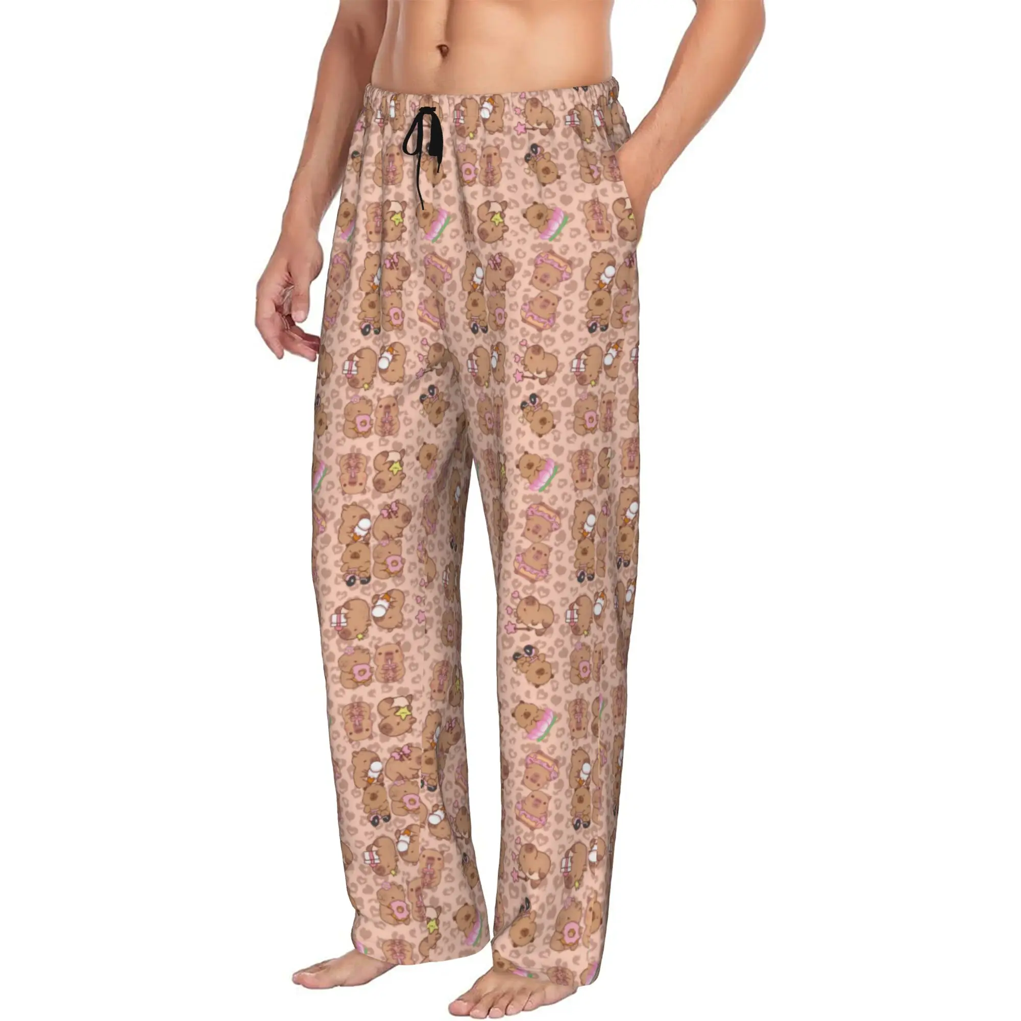 Custom Print Men's Funny Capybara Pajama Pants  Sleepwear Sleep Lounge Bottoms with Pockets