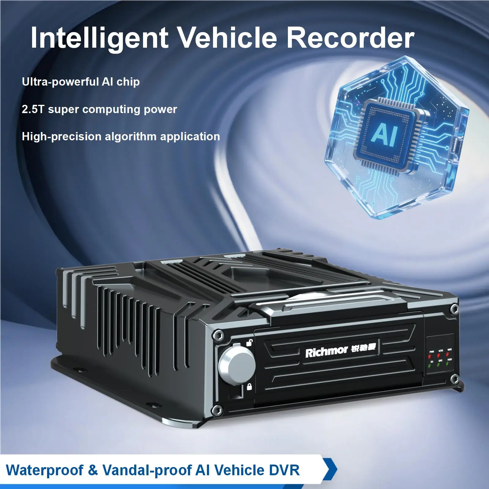Richmor 8CH Waterproof and Dust-proof AI Mobile DVR 4G GPS ADAS DSM DMS BSD 360 Degree View Mobile DVR System