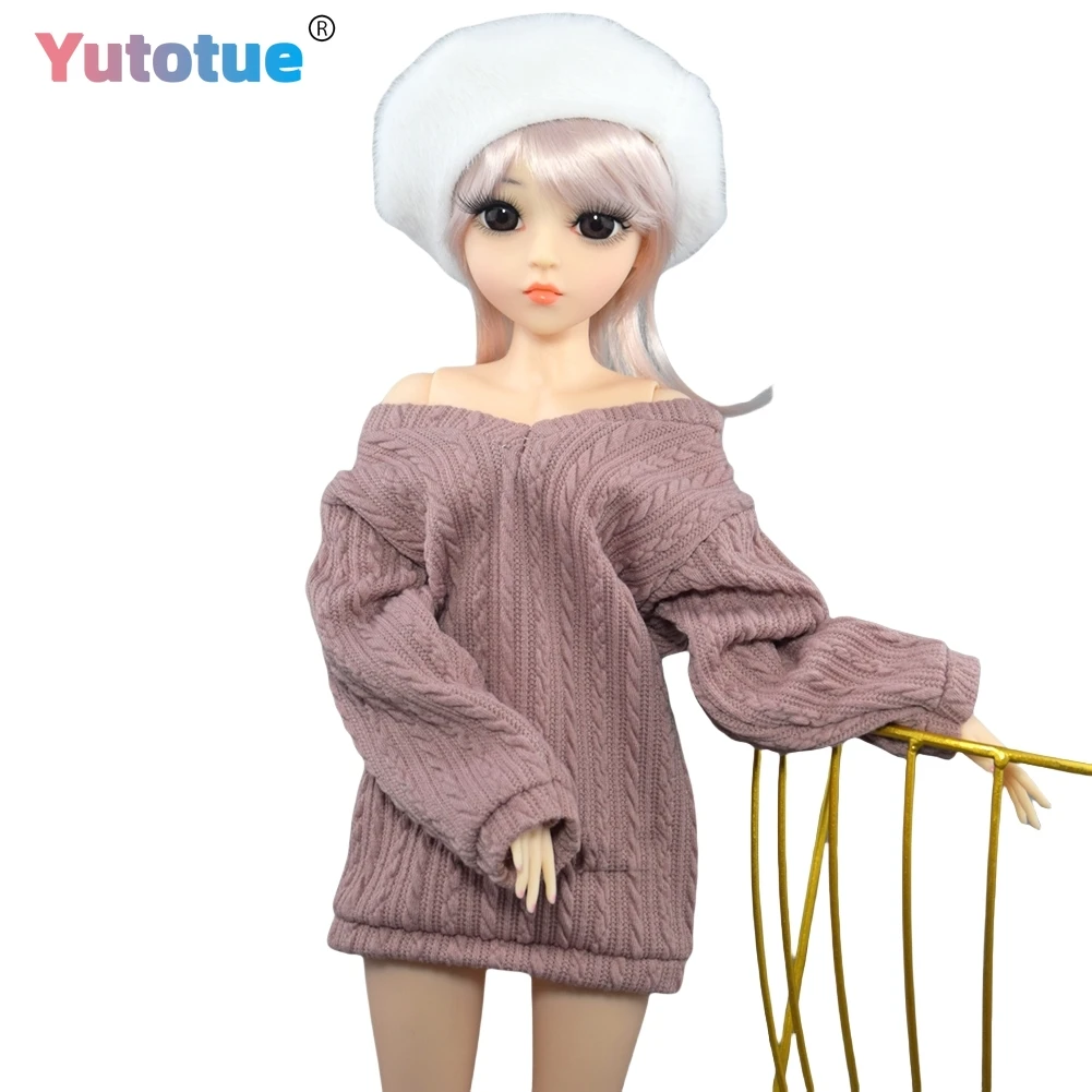 YUTOTUE 1/3 BJD Doll 60cm Fashion Girl Doll with Makeup Face Removable Sweater Shoes Wig Hat Kids Toy