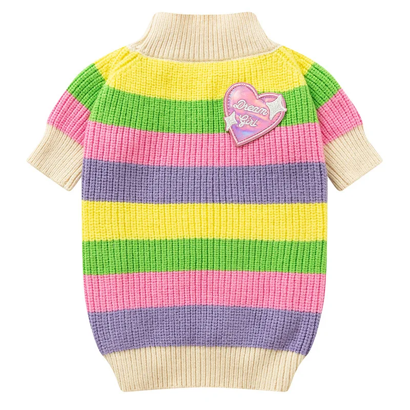 Dog Stripe Rainbow Clothes Autumn Wear Small Dog Maltese Yorkshire Bears Pet Cat Sweater Dog Clothes for Small Dogs