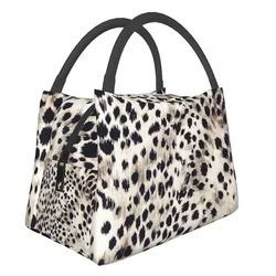 Ethnic Ornaments Brown Animal Leopard Print Insulated Lunch Bags for Women Leopard Skin Resuable Thermal Cooler Food Lunch Box