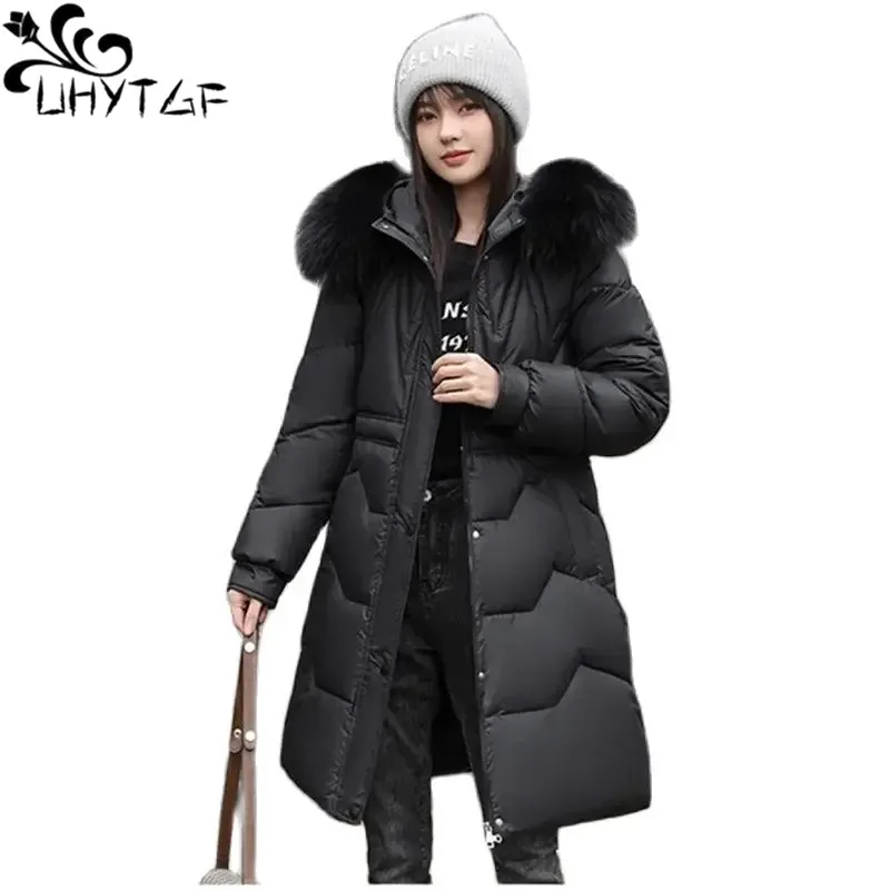 

Long Down Cotton Parkas Jacket For Women Fur Collar Hooded Cold-Proof Warm Winter Coat Female Zipper Casual Parkas Overcoat 503