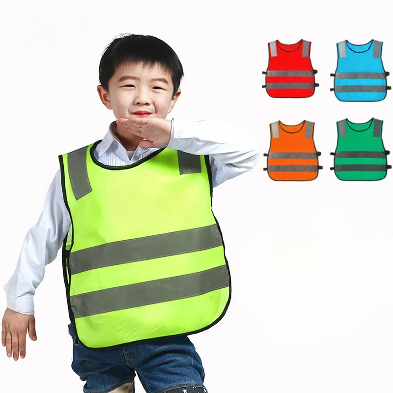 Kids Reflective Vest for Children Outdoor Cycling Night Running Sports Safety Protective Clothing High Visibility Yellow Vest