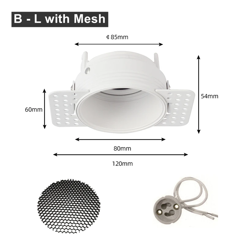 DL013 Trimless Pleisterwerk LED Downlight Beugel Verstelbare Inbouw Plafondspot Frame Socket GU10/MR16 Lamphouder Fitting
