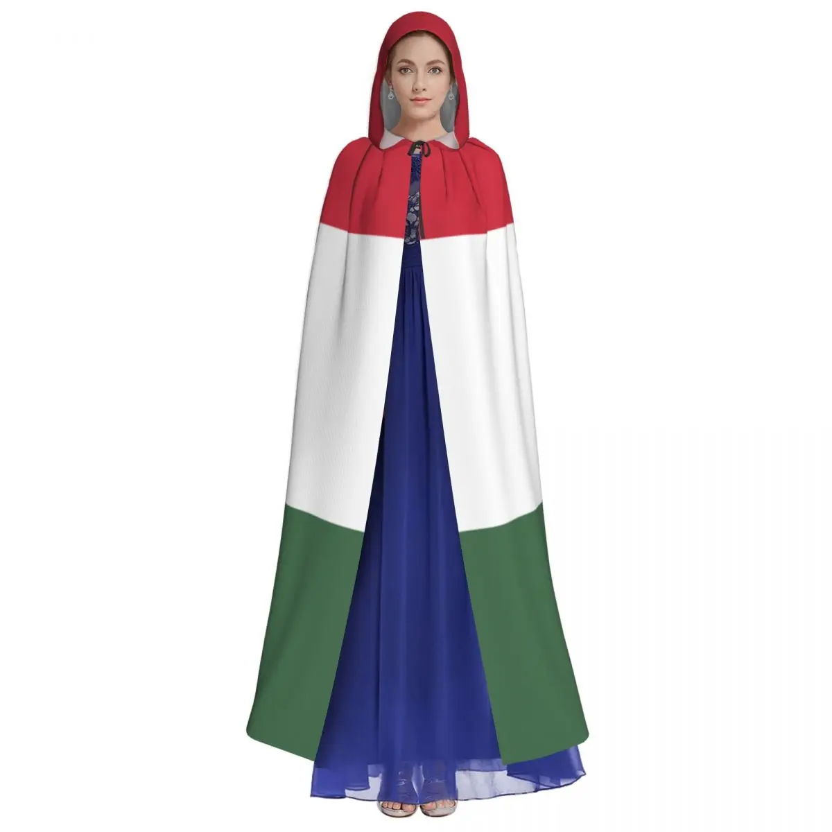 Hungary Flag Hooded Cloak Polyester Unisex Witch Cape Costume Accessory