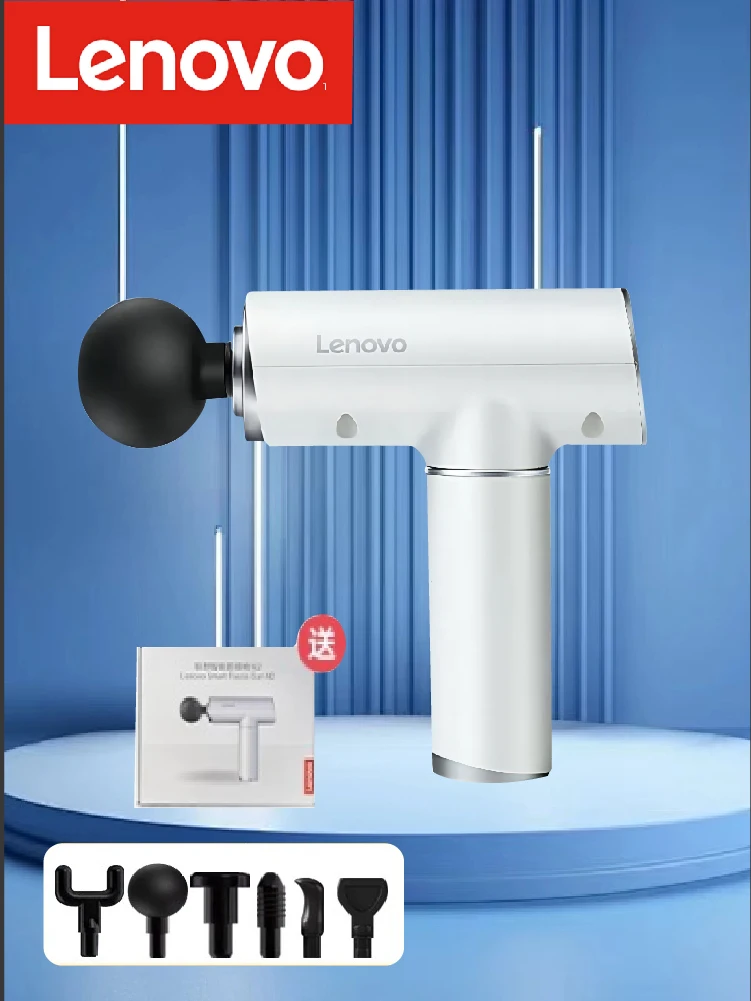 Original Lenovo Fascia Gun, bürstenloser Motor, professionelles 6-Kopf-Massagegerät, geeignet für tiefe Muskelentspannung, lindert Müdigkeit, Geschenke 3