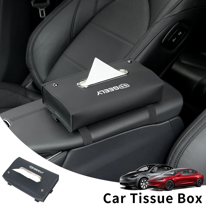 Car Tissue Box Armrest Paper Napkin Storage Bag Accessories For Geely EX2 EX5 Coolray Monjaro 2024 2025 Starship 7 GX3 Pro