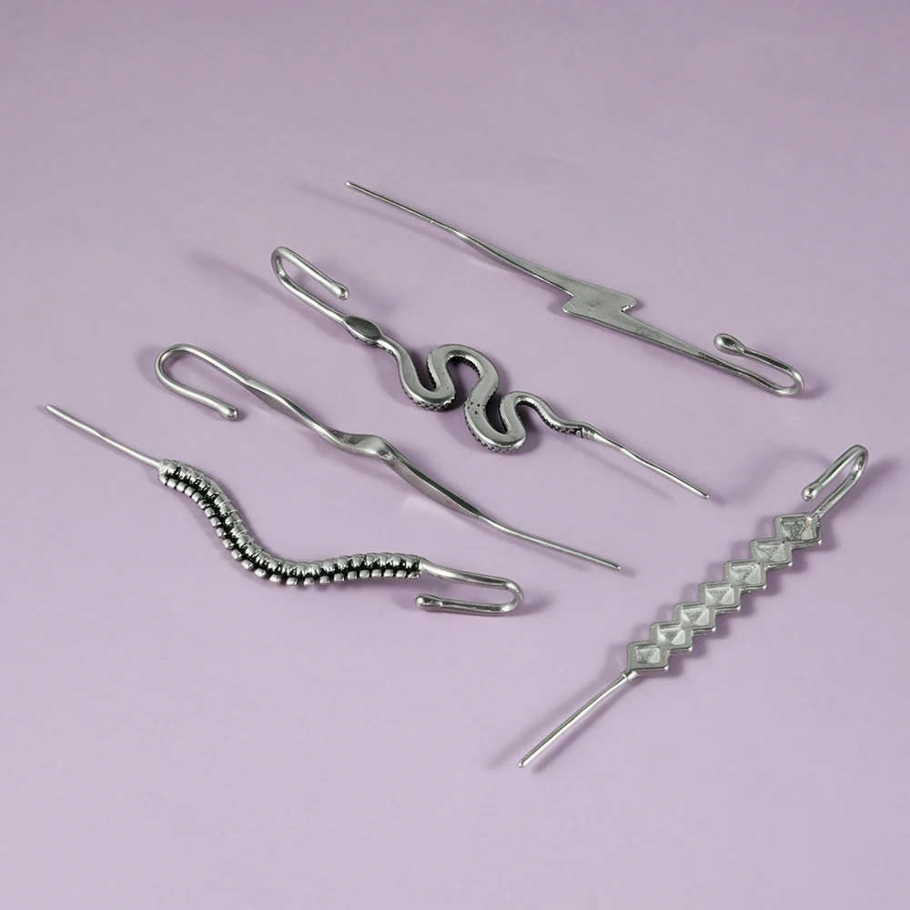 1PC Stainless Steel Cross Tiger Hook Ear Cuff Earring Long Earrings Punk Wing Earlobe Conch Cartilage Helix Piercing Jewelry
