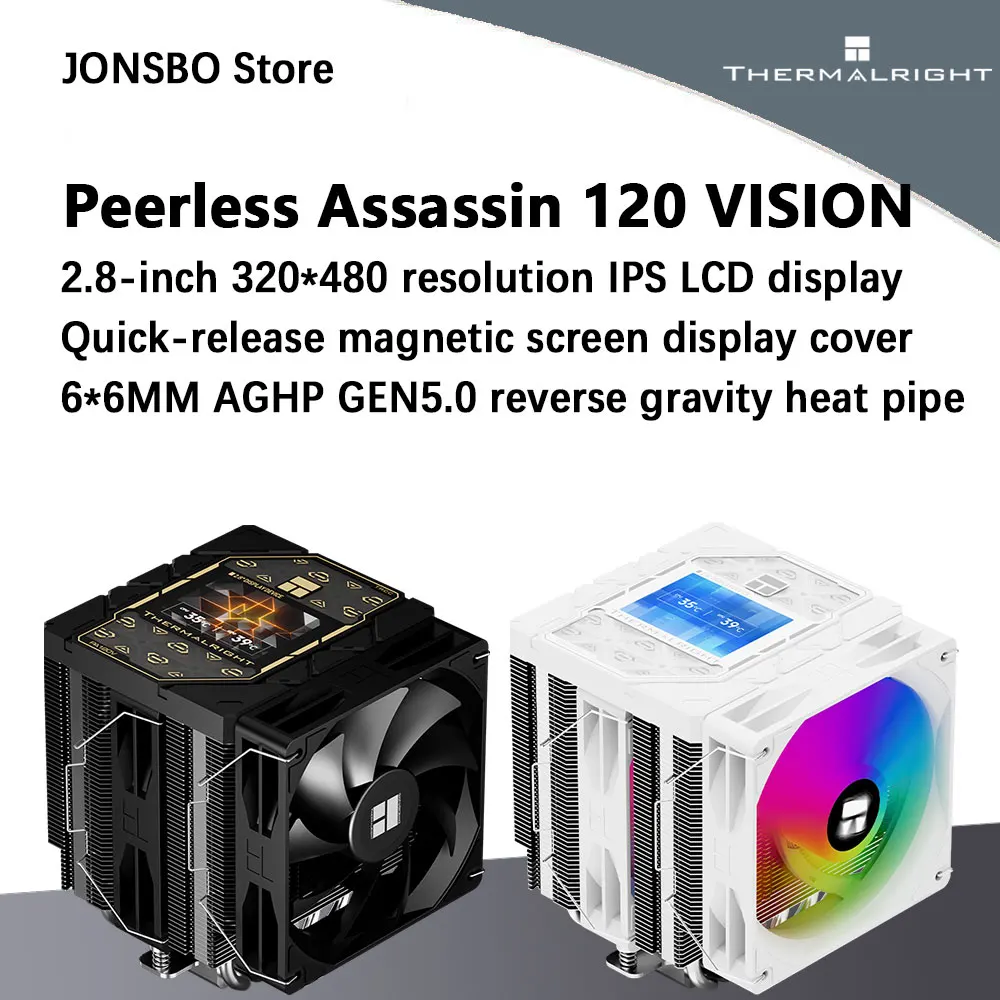 

Thermalright Peerless Assassin 120 VISION 6 Heat Pipe AGHP GEN 5.0 CPU Air Cooler 2.8-inch IPS LCD Support LGA1851/1700 AMD AM5