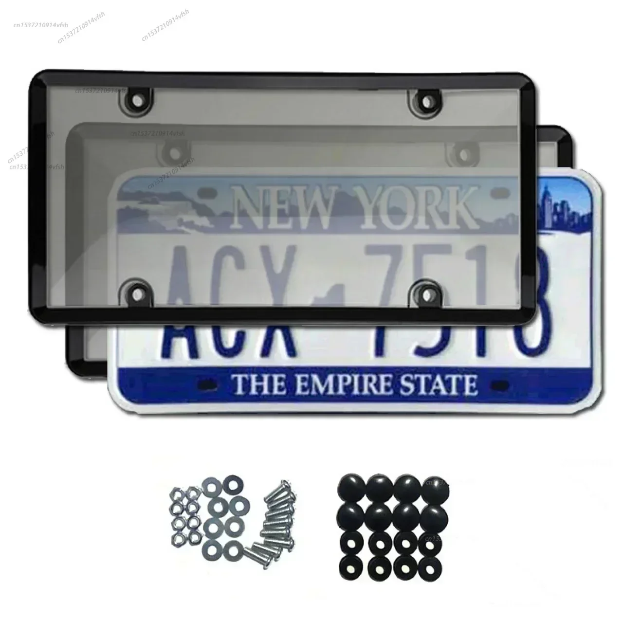 License Plate Cover & Frames, 2 Pack ABS Front/Rear License Plate Protector with Screws Caps, Fit Any Standard US Plates