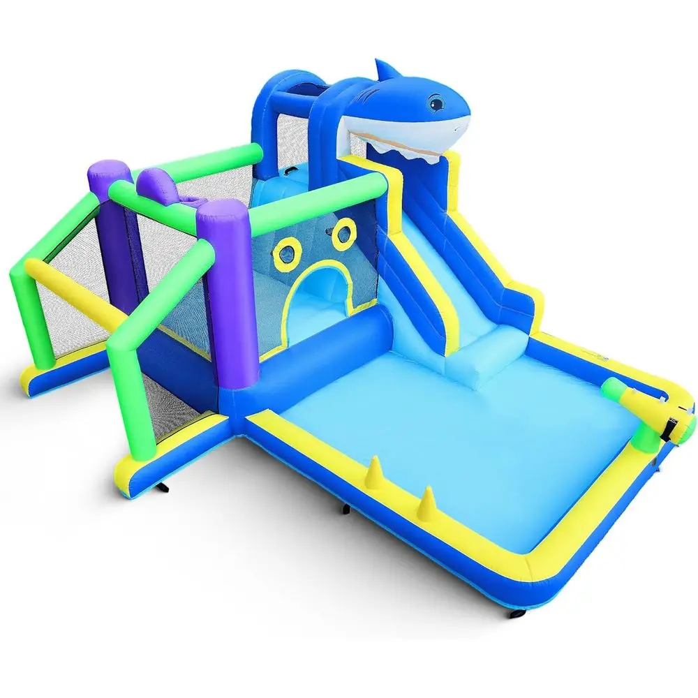 10-in-1 Iatable Bounce House-waterglijbaan voor kinderen, 13,3x11,3FT groot peuterpark met splash-zwembad, springen, klimmuur, water