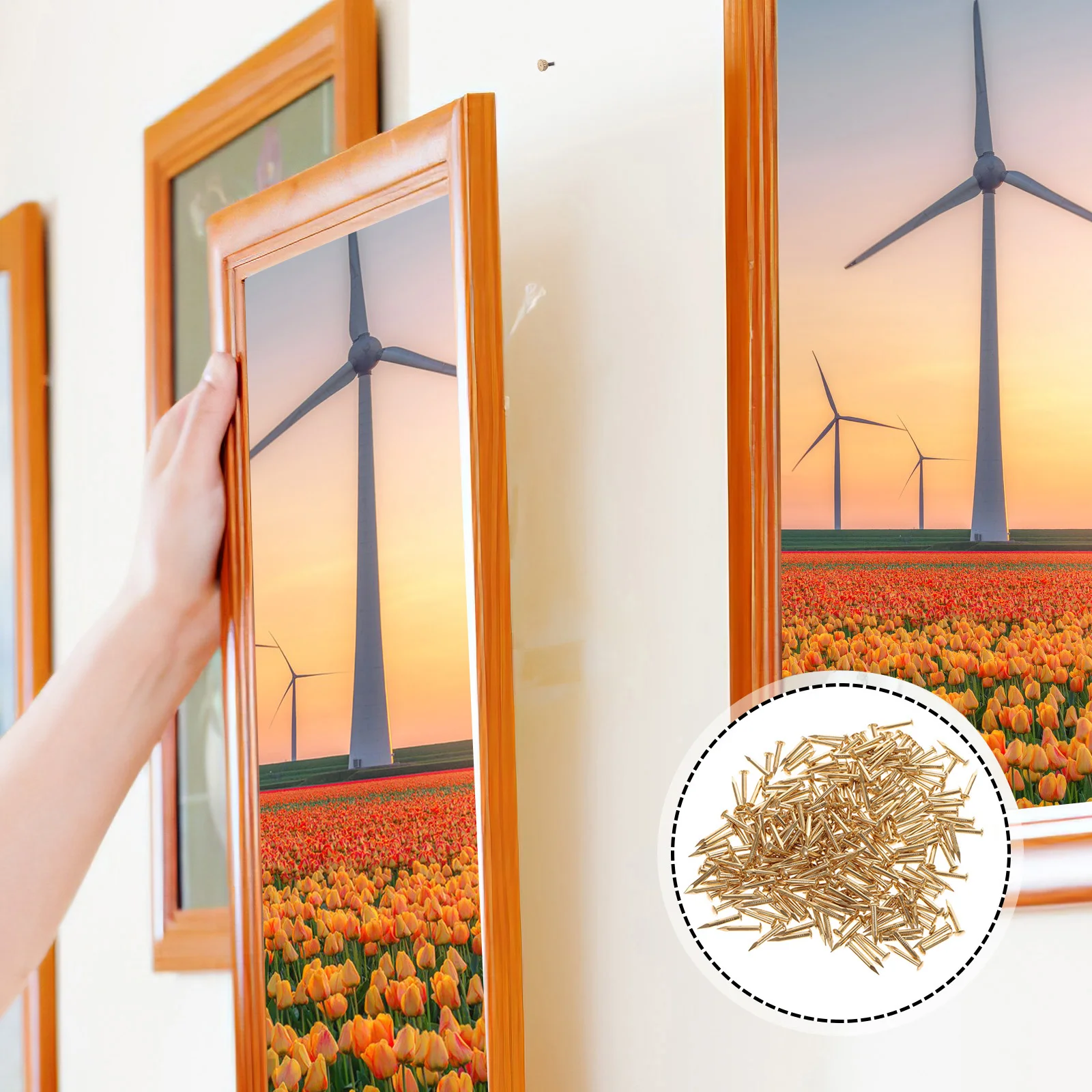 

Small Nails Wood Wall Hanging Decor Craft Kit Picture Pins Copper Material Strong Sharpen Not Bend Easily Use for for Homes