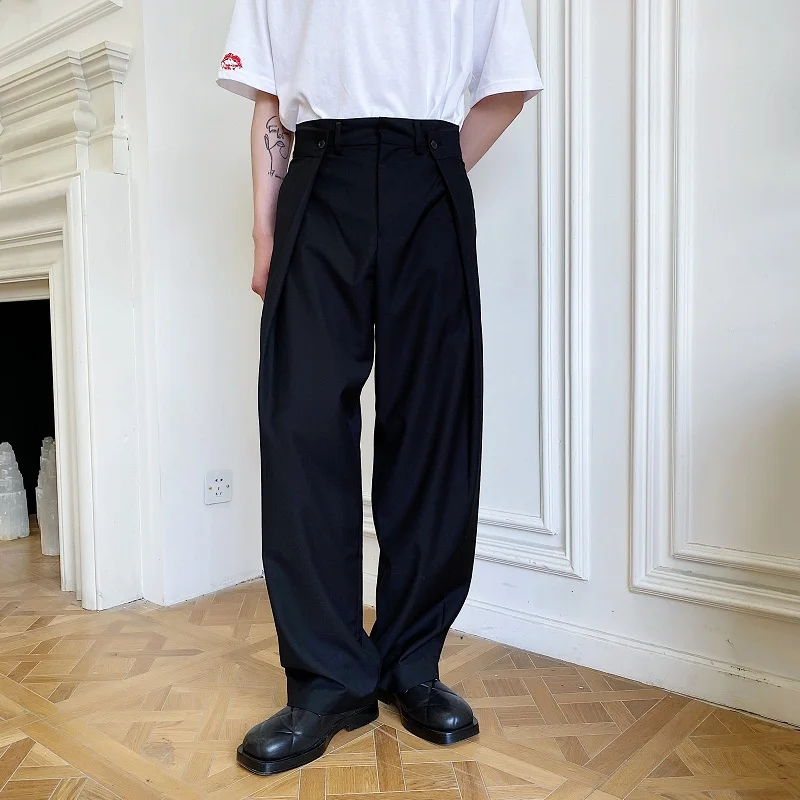 

Модные универсальные повседневные брюки с высокой талией и широкими штанинами, молодежные, универсальные, свободного кроя, на все времена года.