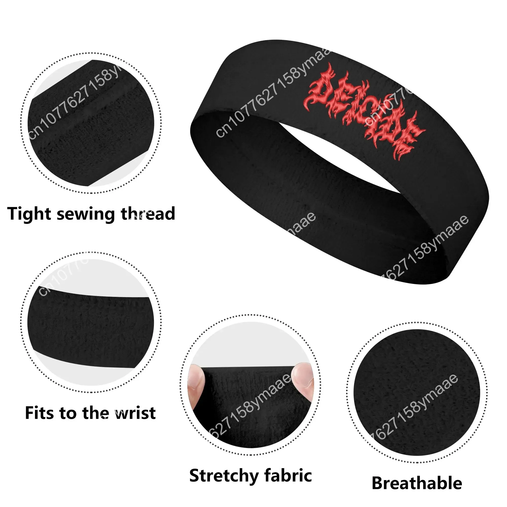 Deicide Band Fascia sportiva ricamata Fascia da uomo per donna Bandana Fitness Fascia per assorbire il sudore Nome fai da te, Nome della squadra e Colori