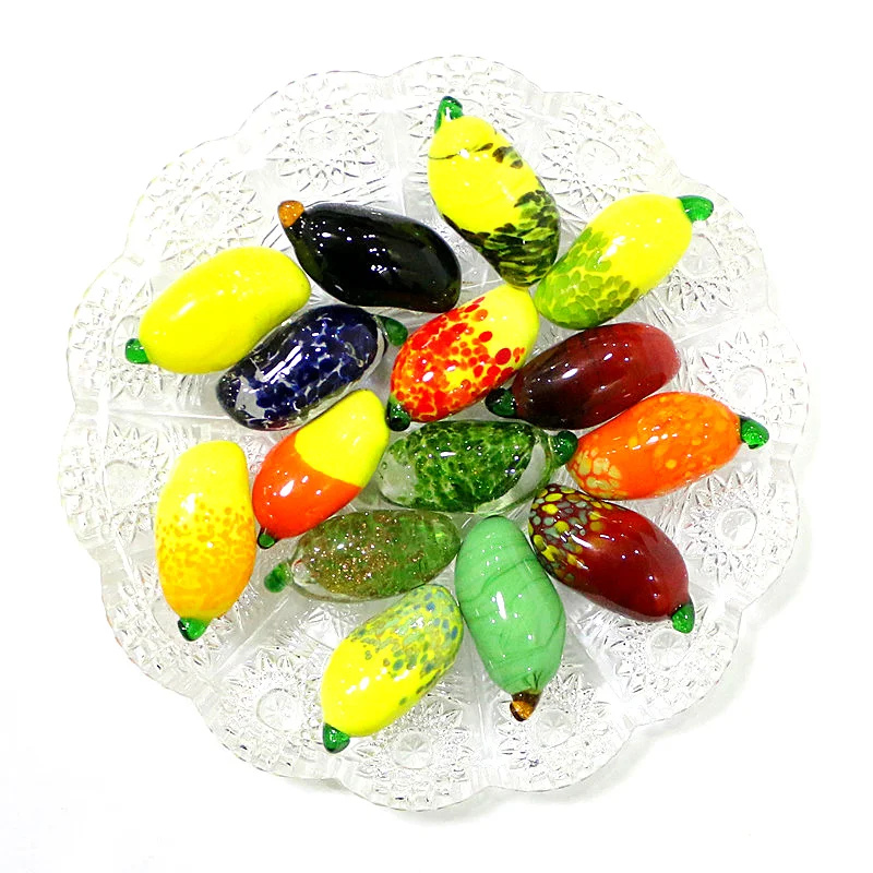 

Cute Glass Mango Figurine Miniature Fruit Ornament Home Desktop Room Decor Collection Fairy Garden Bonsai Decoration Accessories
