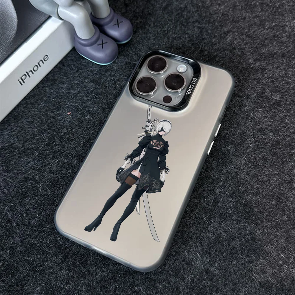 

Anime Girl 2b Phone Case Phone Case IMD Color Silver Shell For IPhone 16 15 14 13 12 11 Pro Max Plus