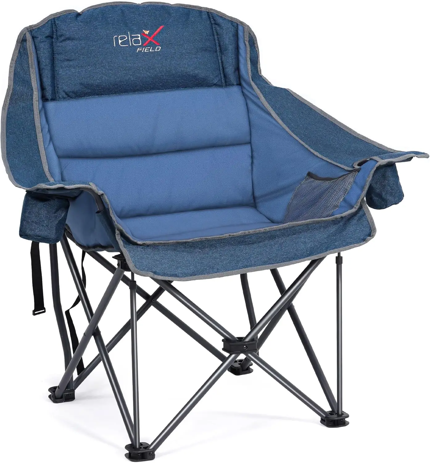 

Негабаритное походное кресло с боковым карманом и подстаканником, прочная поддержка 500 фунтов, портативное складное кресло для активного отдыха