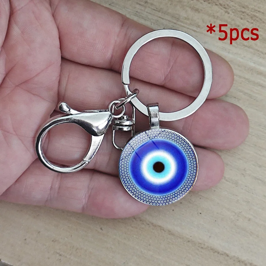 Fashion Blue Evil Eye religious Photo Round glass keychain Evil Eye pendant keyring Eyelash Big Evil keychains Jewelry gift