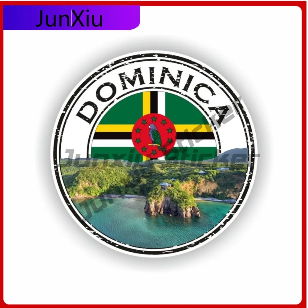 

Dominica Seal Round Flag Artistic Auto Exterior Detail Suitable For Motorcycle Bicycle Helmet Surfaces With National