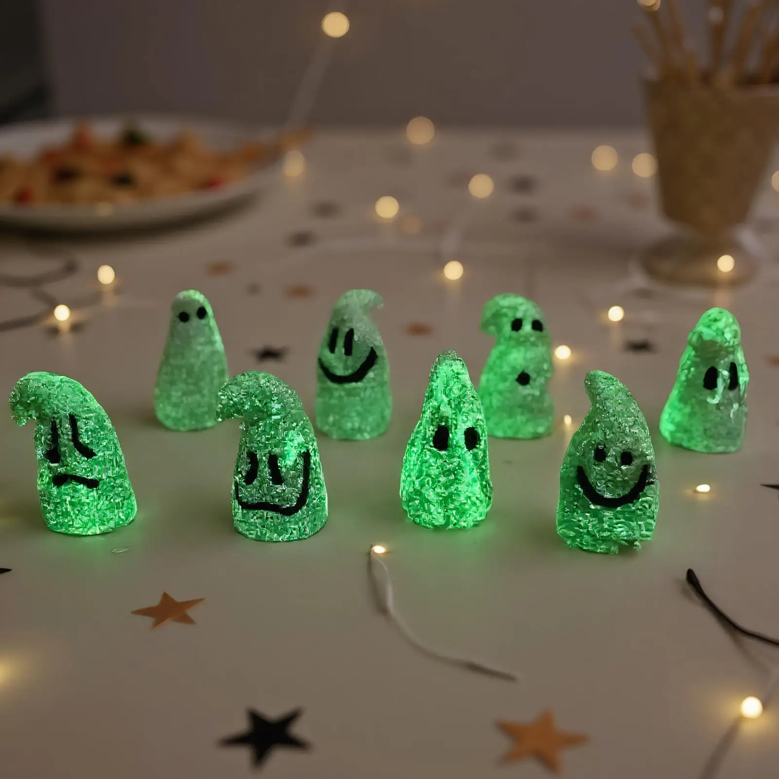 

8-Piece Glow in The Dark Ghost Decor Set Luminous Mini Resin Figurines for Halloween Garden Patio Spooky Party Decorations