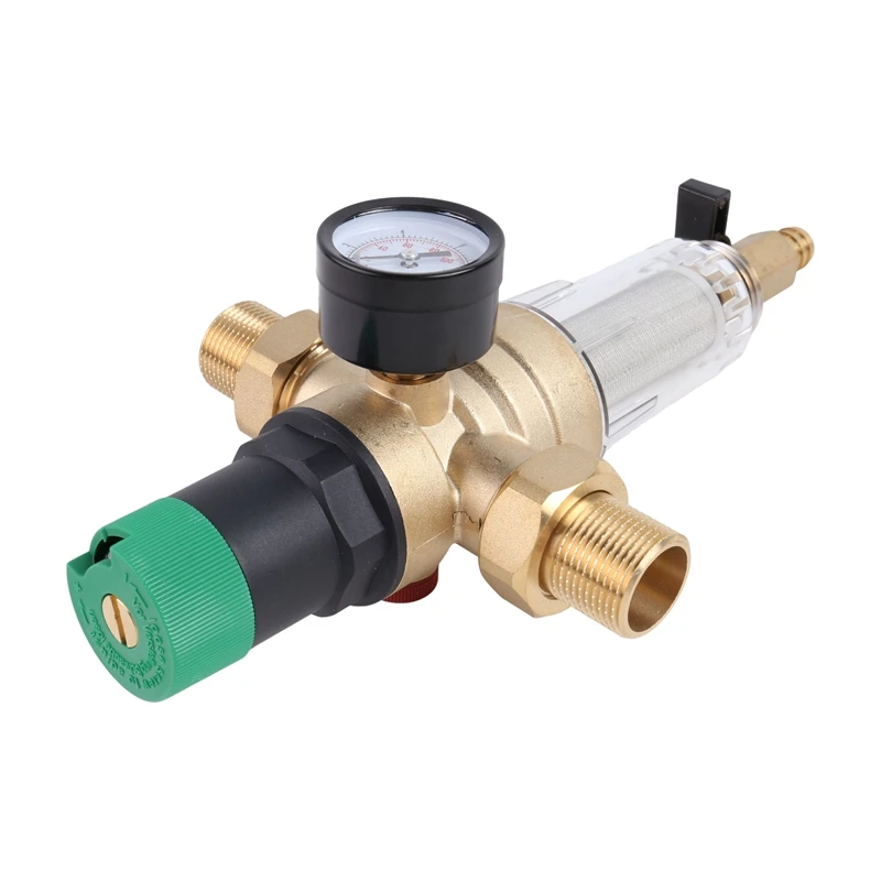 Backwash Filter With Pressure Regulator And Pressure Gauge, 3/4 Inch House Connection, Reusable Pressure Regulator
