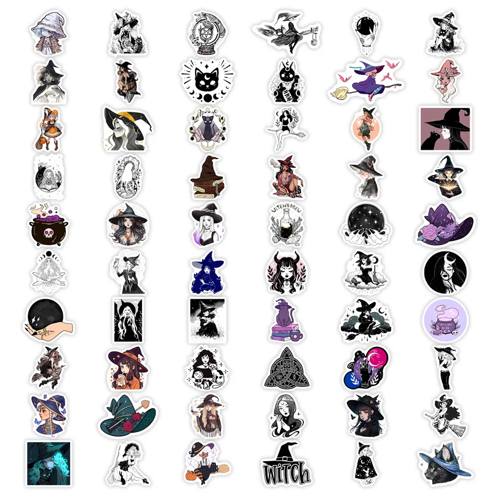 Fantasy Gothic Witch Stickers Mysterious DIY Kids Toy Gift for Phones Laptops Bottles Luggage Decorative Design Waterproof Decal