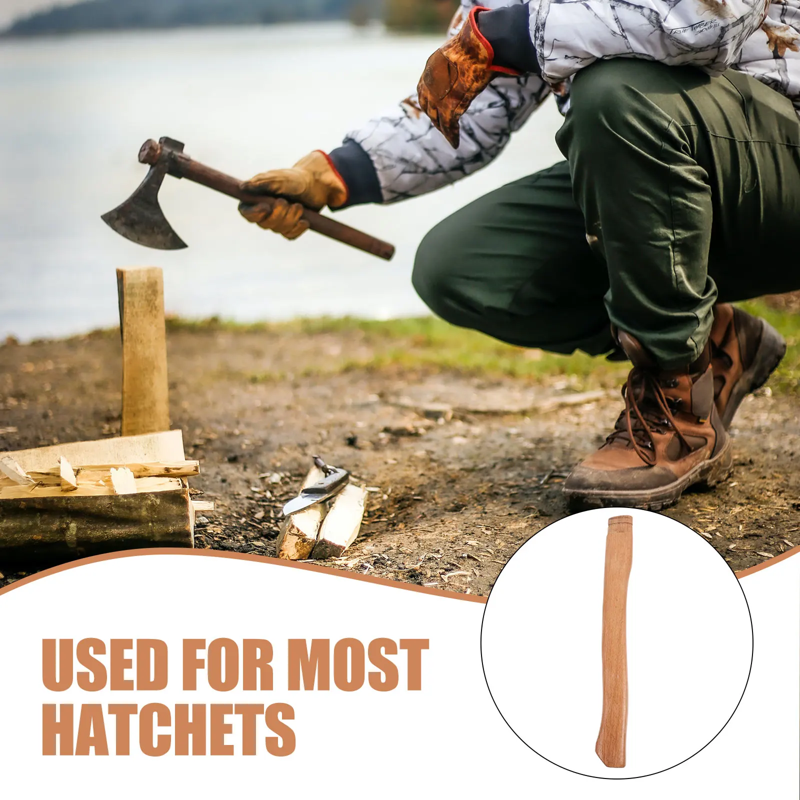 قسط مقبض الفأس الخشبي استبدال قبضة خشب الزان القوية لإصلاح الفأس المضادة للانزلاق تصميم قوي لاستعادة أداة الحديقة #2