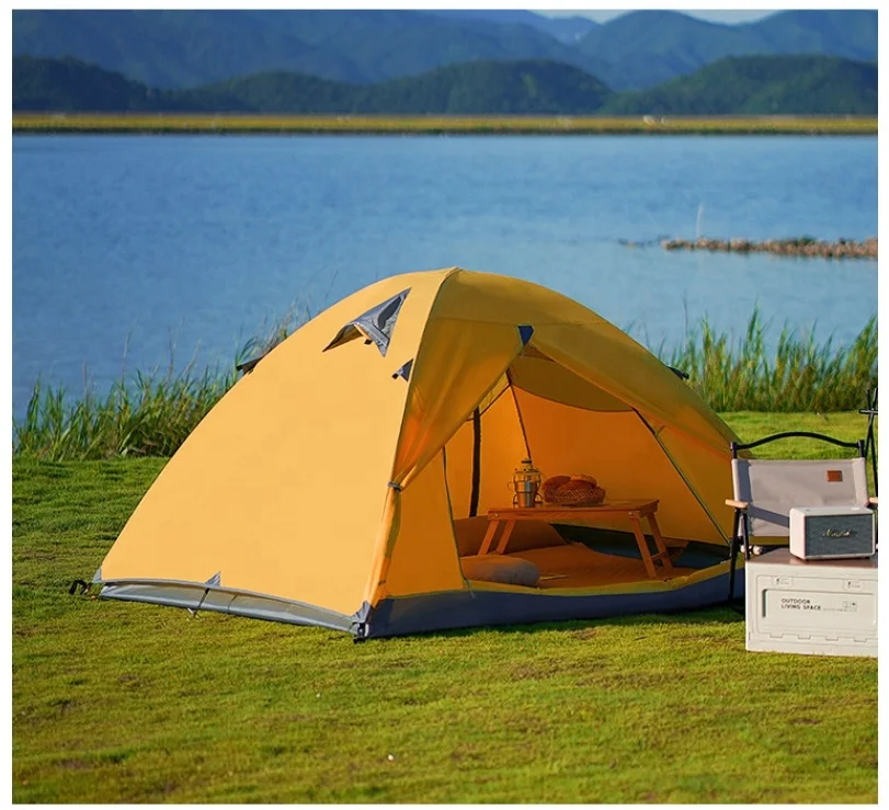 Ultralight 2-Person Double Layer Aluminum Pole Camping Tent Waterproof Outdoor Backpacking Straight Bracing Type Beach Events
