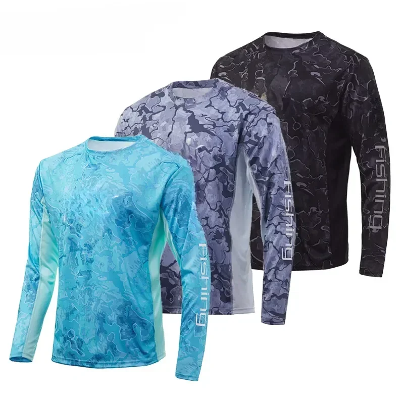 Fishing Shirts Spf 50+ Moisture Wicking Polyester Performance Fishing Wear Men Long Sleeve Vented Sublimated Fishing Shirts