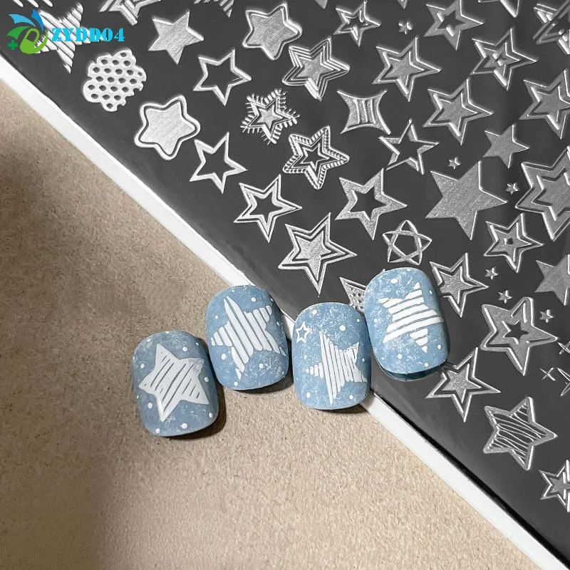 Nail Art Maroon - ●1pc Cartoon Moon Stars Nail Stamping