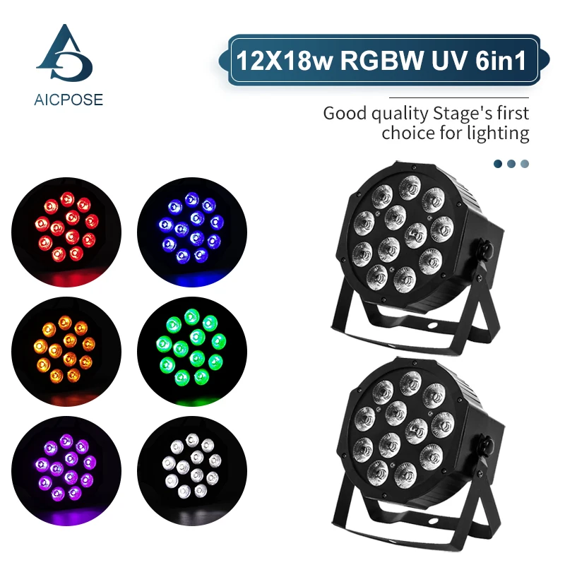 2Pcs/Lots 12x12W /12x18W RGBWA+UV 6 in 1 LED Par Light Wireless Remote Control Stage Light Dance Club Party DJ Disco Light