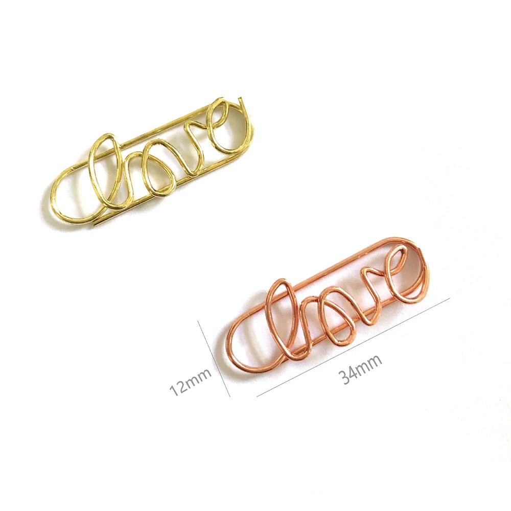 10Pcs Rose Gold Love Paper Clips Office School Personal Notes Document Organization and Classification Stationery