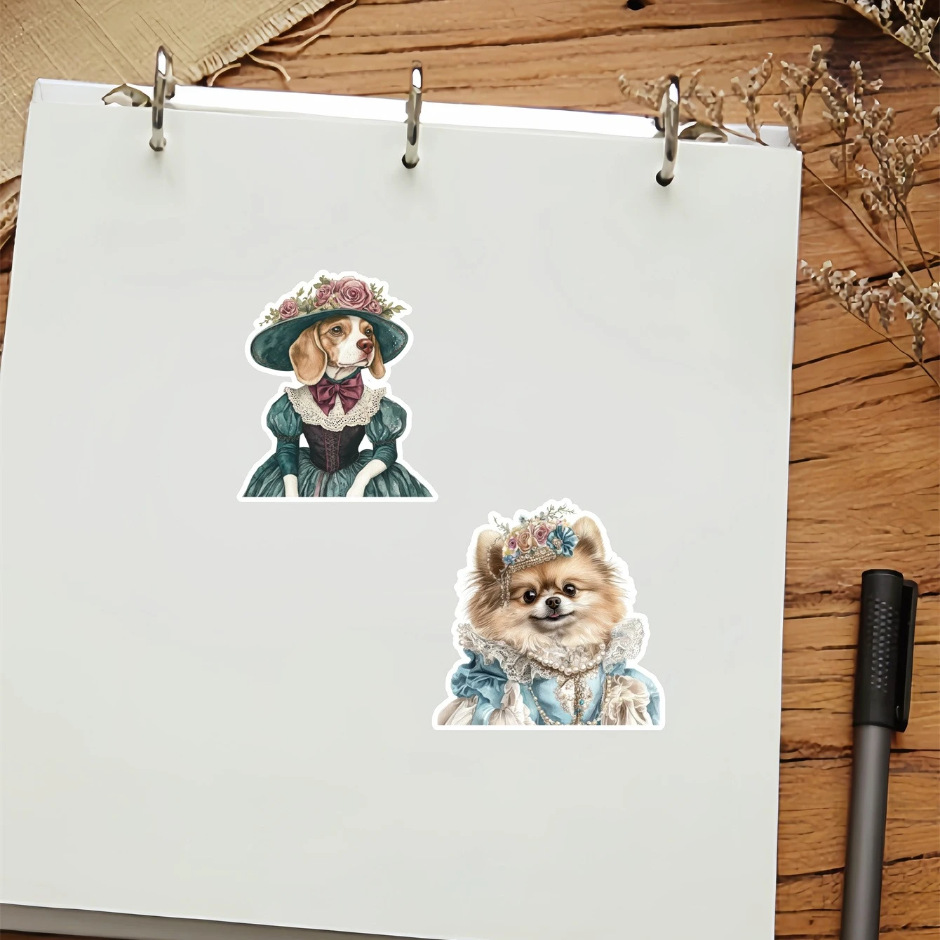 18Pcs DIY aristocratic clothing dressing up pet dogs Stationery Stickers with Hand-Drawn Daily Life, Planner, Journal Decoration